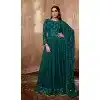 Teal Blue Georgette Sequence Work Party Wear Gown With Dupatta - 10637195173