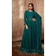 Teal Blue Georgette Sequence Work Party Wear Gown With Dupatta - 10637195173