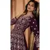 Wine Georgette Resham Work Party Wear Gown With Dupatta - 10637195176