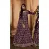 Wine Georgette Resham Work Party Wear Gown With Dupatta - 10637195176