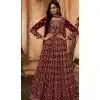 Maroon Georgette Resham Work Party Wear Gown With Dupatta - 10637195178