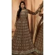 Coffee Georgette Resham Work Party Wear Gown With Dupatta - 10637195179