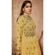 Light Yellow Georgette Sequence Work Party Wear Gown With Dupatta - 10637195181