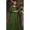 Mehendi Green Georgette Sequence Work Party Wear Gown With Dupatta - 10637195185