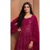 Rani Pink Georgette Thread Work Party Wear Gown With Dupatta - 10637195189