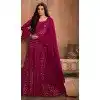 Rani Pink Georgette Thread Work Party Wear Gown With Dupatta - 10637195189