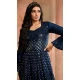Navy Blue Georgette Sequence Work Party Wear Gown With Dupatta - 10637195192