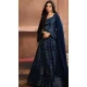 Navy Blue Georgette Sequence Work Party Wear Gown With Dupatta - 10637195192