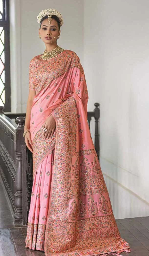 Pink Silk Woven Work Traditional Traditional Wear Saree -10668195348