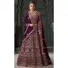 Wine Georgette Sequins Work Wedding Wear Plus Size Lehenga Choli - 10686195458