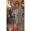 Viscose Mulai Silk Printed Party Wear Plus Size Saree In Aqua Blue - 10687195460