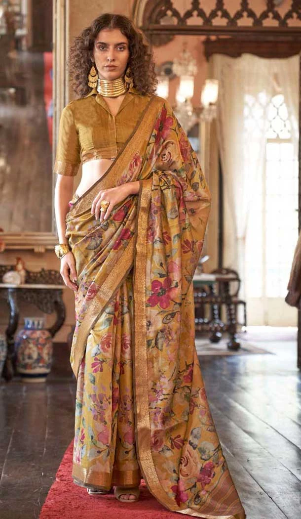 Viscose Mulai Silk Weaving Work Party Wear Saree In Multi Color - 10687195465
