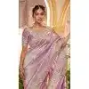 Pure Banarasi Embroidered Wedding Wear Plus Size Saree In Lavender - 10688195467