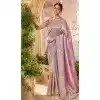 Pure Banarasi Embroidered Wedding Wear Plus Size Saree In Lavender - 10688195467