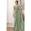 Pure Banarasi Embroidered Wedding Wear Plus Size Saree In Mint Green Color - 10688195469