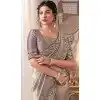 Pure Banarasi Embroidered Wedding Wear Plus Size Saree In Grey - 10688195470