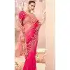 Pure Banarasi Embroidered Wedding Wear Plus Size Saree In Pink - 10688195471