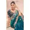 Pure Banarasi Embroidered Wedding Wear Plus Size Saree In Teal Blue - 10688195472