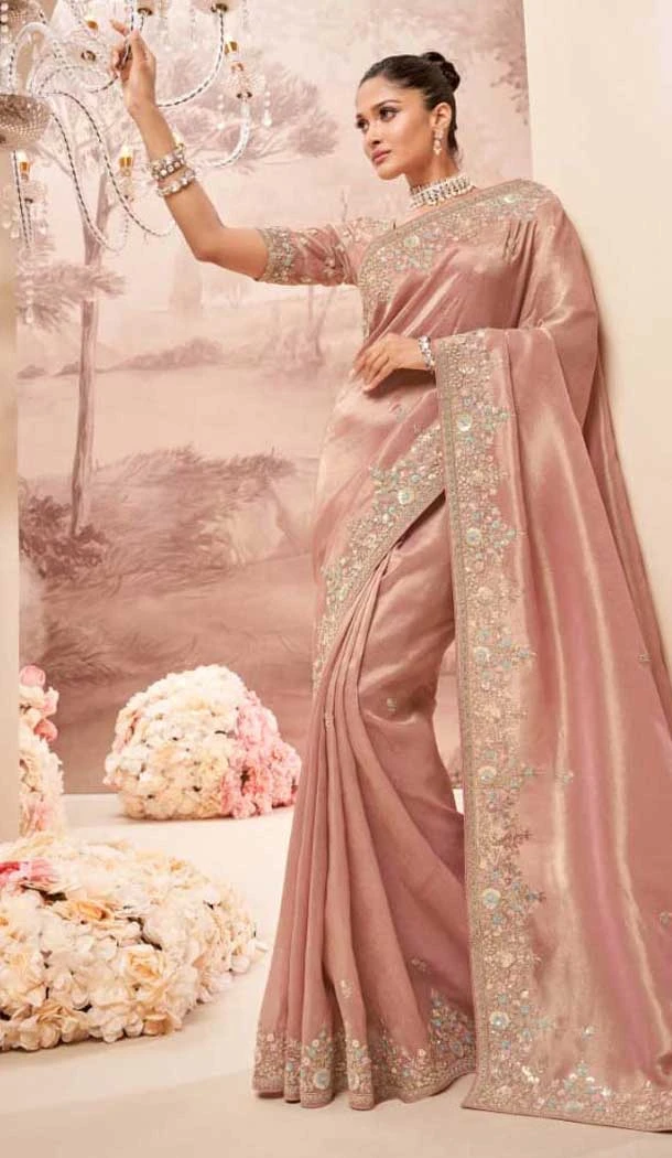 Pure Banarasi Embroidered Wedding Wear Saree In Pink And Magenta - 10688195474