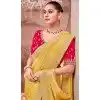 Pure Banarasi Embroidered Wedding Wear Plus Size Saree In Yellow - 10688195476