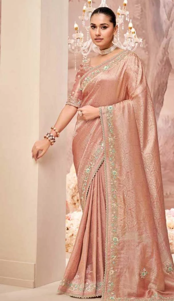 Pure Banarasi Zari Work Wedding Wear Saree In Pink - 10688195477 Pure Banarasi Zari Work Wedding Wear Saree In Pink - 10688195477