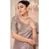 Pure Banarasi Zari Work Wedding Wear Plus Size Saree In Grey - 10688195478