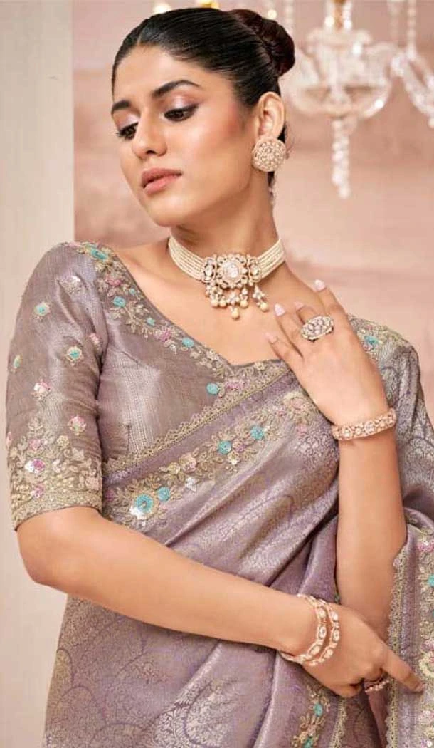 Pure Banarasi Zari Work Wedding Wear Saree In Grey - 10688195478 Pure Banarasi Zari Work Wedding Wear Saree In Grey - 10688195478