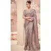 Pure Banarasi Zari Work Wedding Wear Plus Size Saree In Grey - 10688195478