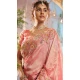 Pink Pure Banarasi Embroidered Wedding Wear Saree - 10688195479