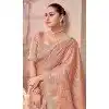 Pure Banarasi Embroidered Wedding Wear Plus Size Saree In Peach - 10688195483