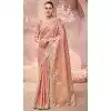 Pure Banarasi Embroidered Wedding Wear Plus Size Saree In Peach - 10688195483