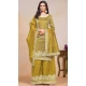 Mustard Gold Crush Resham Work Party Wear Palazzo Suit - 10660195298