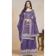 Purple Gold Crush Resham Work Party Wear Palazzo Suit - 10660195299