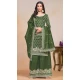 Mehendi Green Gold Crush Resham Work Party Wear Palazzo Suit - 10660195301