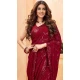 Maroon Faux Georgette Sequence Work Party Wear Saree - 10661195302