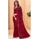 Maroon Faux Georgette Sequence Work Party Wear Saree - 10661195302