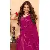 Wine Color Faux Georgette Sequence Work Party Wear Plus Size Saree - 10661195303