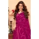 Wine Color Faux Georgette Sequence Work Party Wear Saree - 10661195303