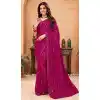 Wine Color Faux Georgette Sequence Work Party Wear Plus Size Saree - 10661195303