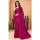 Wine Color Faux Georgette Sequence Work Party Wear Saree - 10661195303