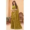 Mehendi Green Faux Georgette Sequence Work Party Wear Plus Size Saree - 10661195304