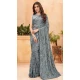 Grey Faux Georgette Sequence Work Party Wear Saree - 10661195305