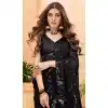Black Faux Georgette Sequence Work Party Wear Plus Size Saree - 10661195306