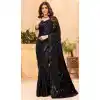Black Faux Georgette Sequence Work Party Wear Plus Size Saree - 10661195306