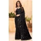 Black Faux Georgette Sequence Work Party Wear Saree - 10661195306