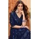 Navy Blue Faux Georgette Sequence Work Party Wear Saree - 10661195307