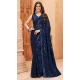 Navy Blue Faux Georgette Sequence Work Party Wear Saree - 10661195307