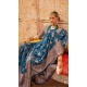 Teal Blue Color Georgette Zari Woven Work Party Wear Saree - 10690195492