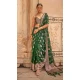 Green Georgette Zari Woven Work Party Wear Saree - 10690195493