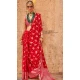 Red Georgette Zari Woven Work Party Wear Saree - 10690195494